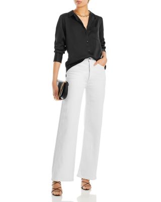 Satin Button Front Blouse - Exclusive