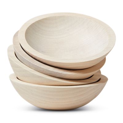 Farmhouse Pottery Wooden Bowls, Set of 4