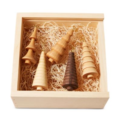 Farmhouse Pottery 5 Pc Wooden Tree Ornament Gift Set