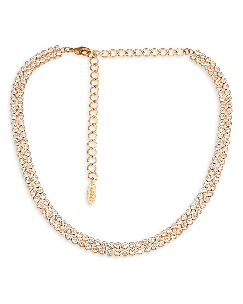 Ettika Two Rows Of Crystal Sparkle 18k Gold Plated Choker In Gold