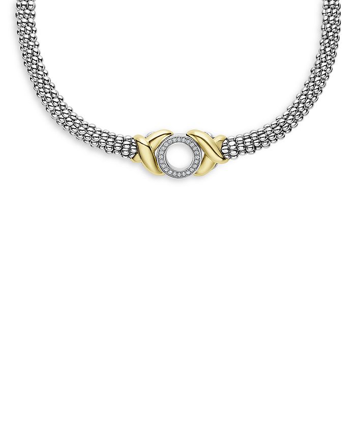 LAGOS 18K Yellow Gold Sterling Silver Embrace Diamond XO Caviar