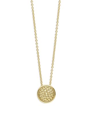 LAGOS - 18K Yellow Gold Meridian Caviar Bead Circle Pendant Necklace, 16-18"