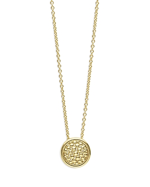 Lagos 18K Yellow Gold Meridian Caviar Bead Circle Pendant Necklace, 16-18