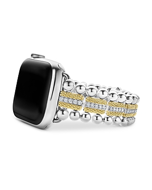 Shop Lagos Caviar 18k Gold & Diamond Apple Watch Bracelet - 38mm-45mm In Silver/gold
