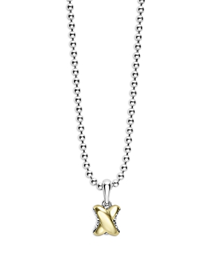 Shop Lagos 18k Yellow Gold & Sterling Silver Embrace X Pendant Necklace, 16-18 In Gold/silver