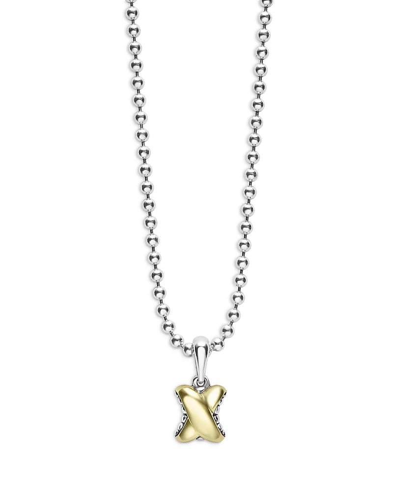 Lagos 18K Yellow Gold & Sterling Silver Embrace X Pendant Necklace, 16