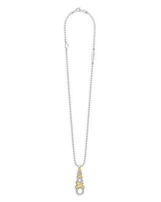 18K Yellow Gold & Sterling Silver Embrace Diamond Triple XO Pendant Necklace, 16"-18"