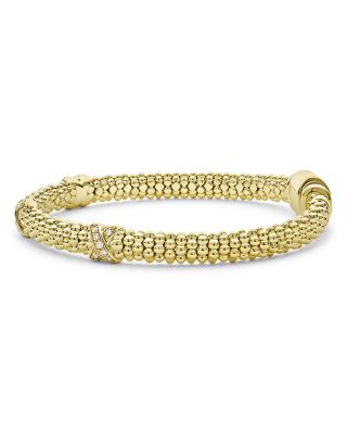18K Yellow Gold Embrace Diamond  Triple X Caviar Bead Bracelet