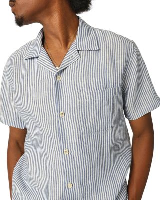 Corridor - Linen Stripe Regular Fit Button Down Camp Shirt