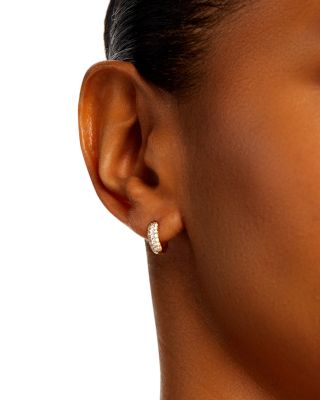 Diamond Mini Pav&eacute; Hoop Earrings in 14K Yellow Gold, 0.35 tcw