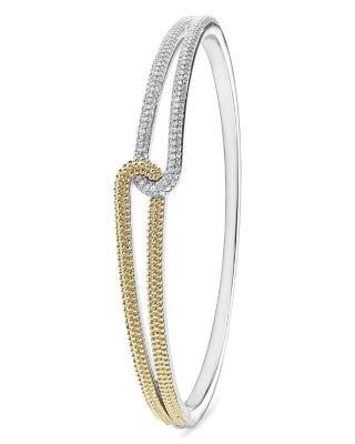 18K Yellow Gold & Sterling Silver Caviar Lux Clip Diamond Bangle Bracelet - Exclusive