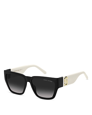 Marc Jacobs Marc Rectangular Sunglasses, 57mm In Black/gray Gradient