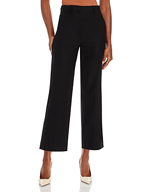Theory High Waist Straight Leg Ankle Pants In Black