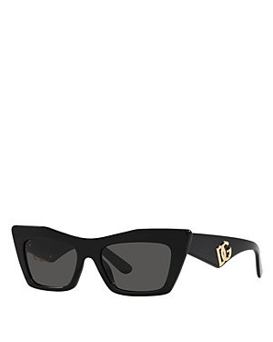 Dolce & Gabbana Cat Eye Sunglasses, 53mm In Black/gray Solid