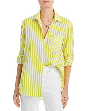 Rag & Bone Maxine Striped Button-front Shirt In Fresh Lemon Stripe
