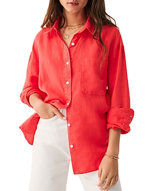 Faherty Linen Laguna Oversized Shirt In Hibiscus