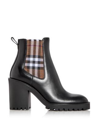 Burberryブラックチェックallostock ブーツ Burberry Women's Allostock Block Heel Chelsea Boots | Bloomingdale's