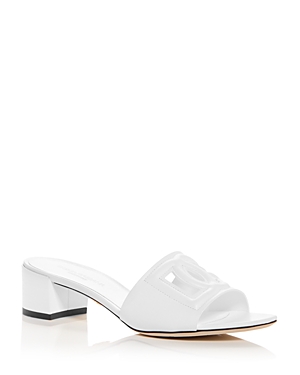 Dolce & Gabbana Women's Block Heel Slide Sandals In White
