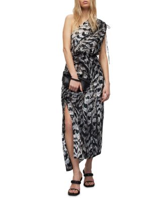 all saints one shoulder dress AllSaints Laura Ines satin maxi in multi ALLSAINTS Laura Dorada Silk Blend