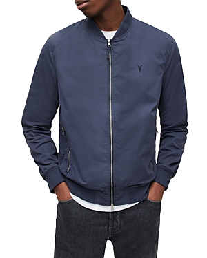 Allsaints Bassett Regular-fit Cotton-blend Bomber Jacket In Command Blue