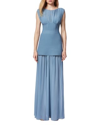 herve leger peplum dress Herve Leger Gathered Peplum Gown In Multi