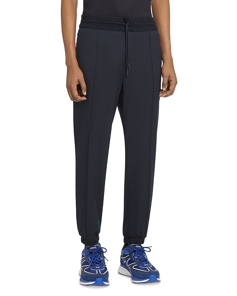 Zegna High Performance Wool-blend Joggers In Navy