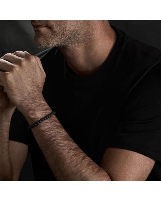 Men's Spiritual Beads Bracelet in Sterling Silver with Black Onyx, 6mm