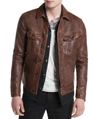 John Varvatos Mark Leather Trucker Jacket Bloomingdale s