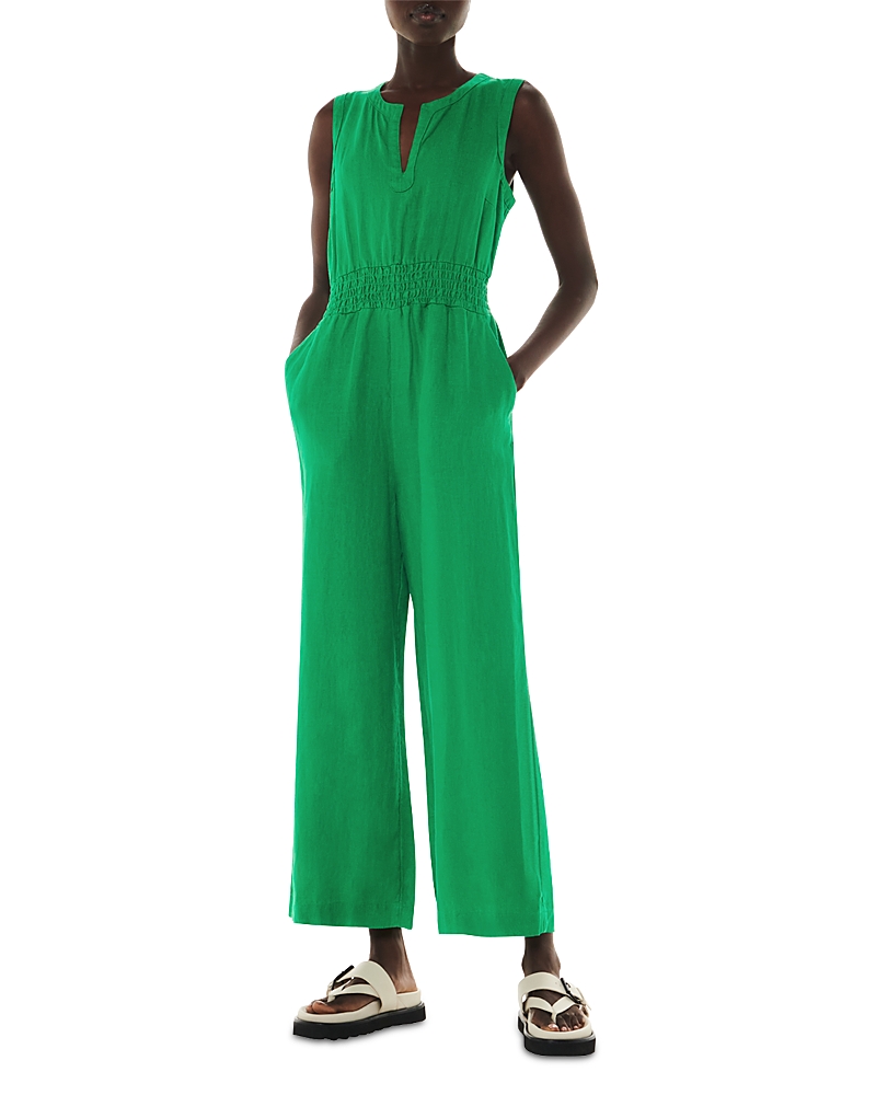 Whistles Womens Green Josie Zip-front Sleeveless Woven Jumpsuit In Green