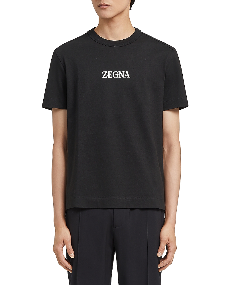 Shop Zegna Short Sleeve Logo Tee In Black