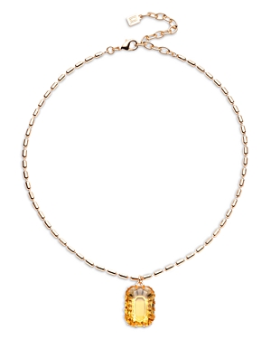 Sol Brown Crystal Pendant Necklace in Gold Tone, 14-17