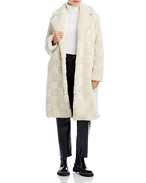 Shop Apparis Tikka Checkerboard Coat In Ivory Checker