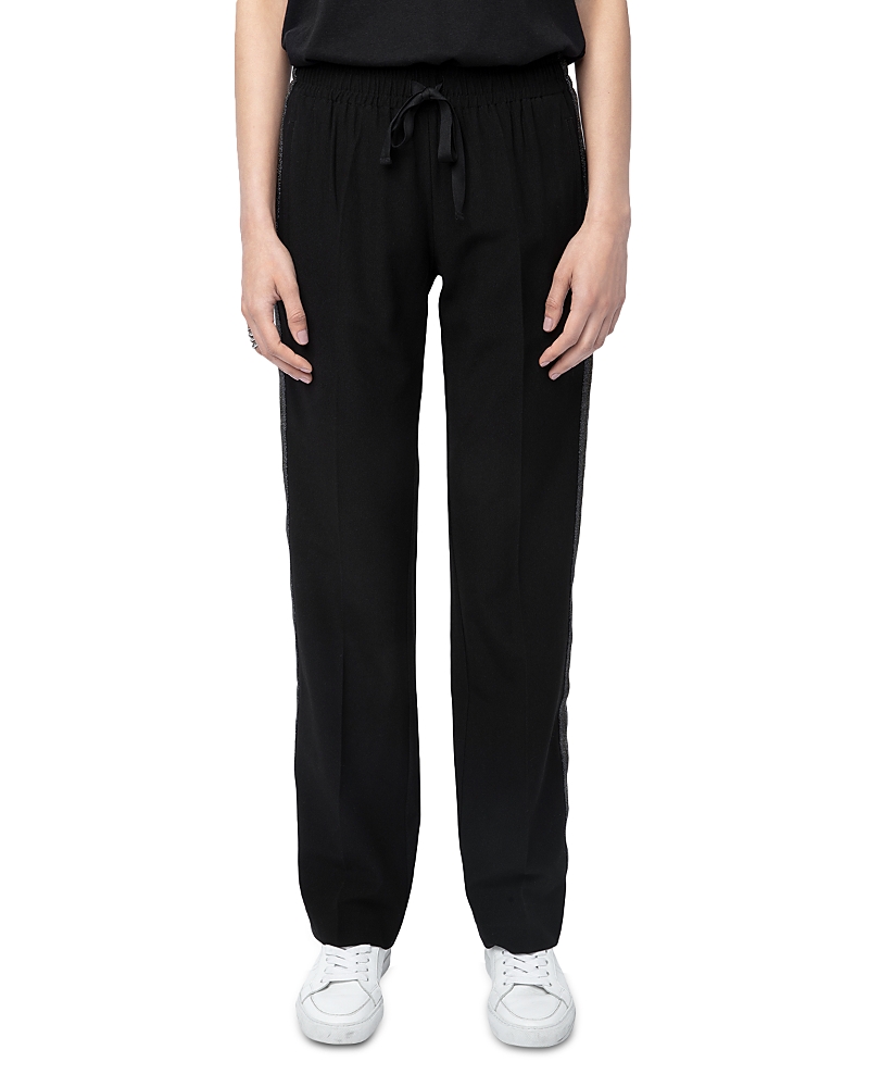 Zadig & Voltaire Pomy Crepe Drawstring Pants In Noir