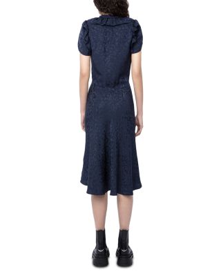 Roberty Jacquard Leopard Print Silk Dress