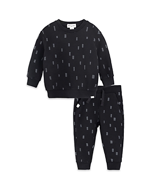 Shop Miles The Label Boys' Printed Long Sleeved Sweatshirt & Pants Set - Baby In Black
