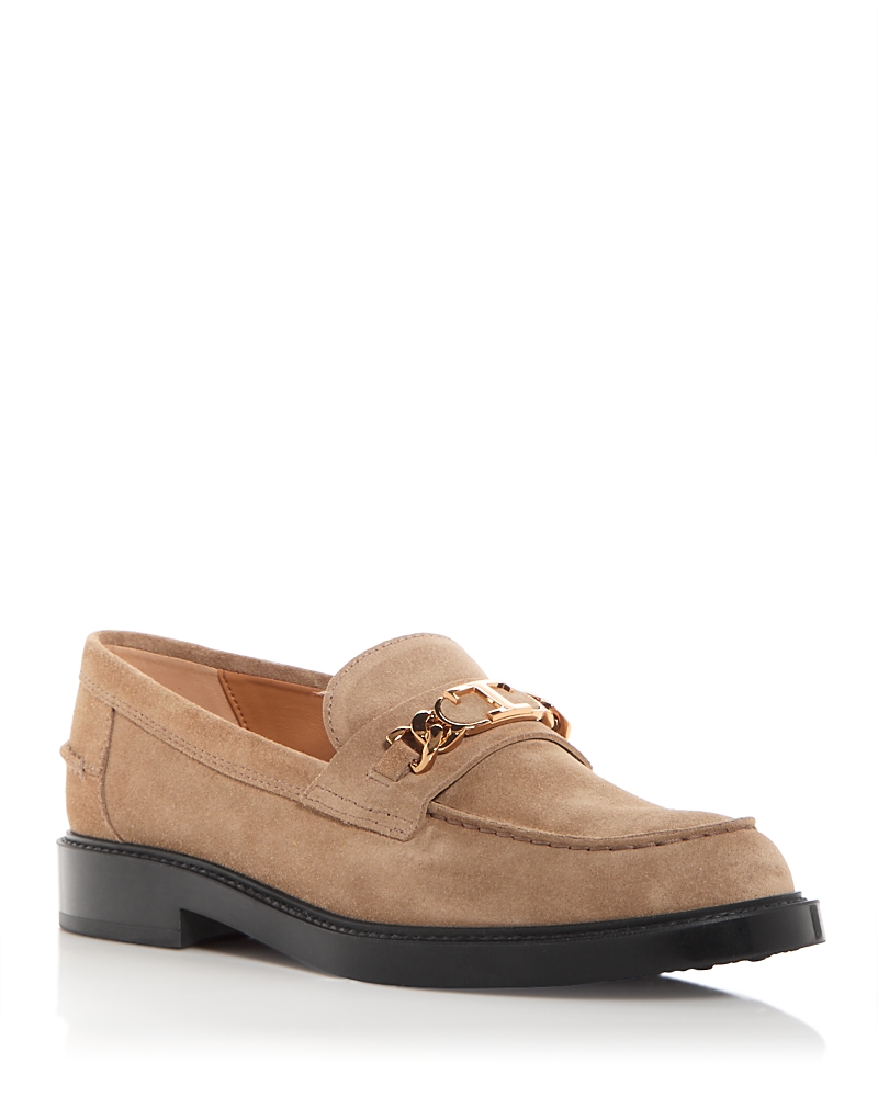 Tod's Women's Gomma Basso Suede T Chain Loafers In Medium Beige