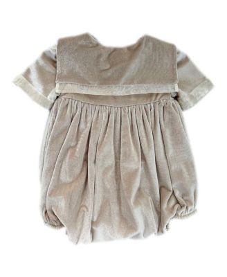  Unisex Petite Maison Helenus Sailor Neck Tie Velour Bubble Romper