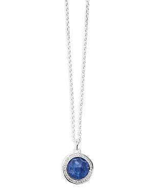 Ippolita Sterling Silver 925 Lollipop Sodalite Doublet & Diamond Halo Mini Pendant Necklace, 16-18 In Blue/silver