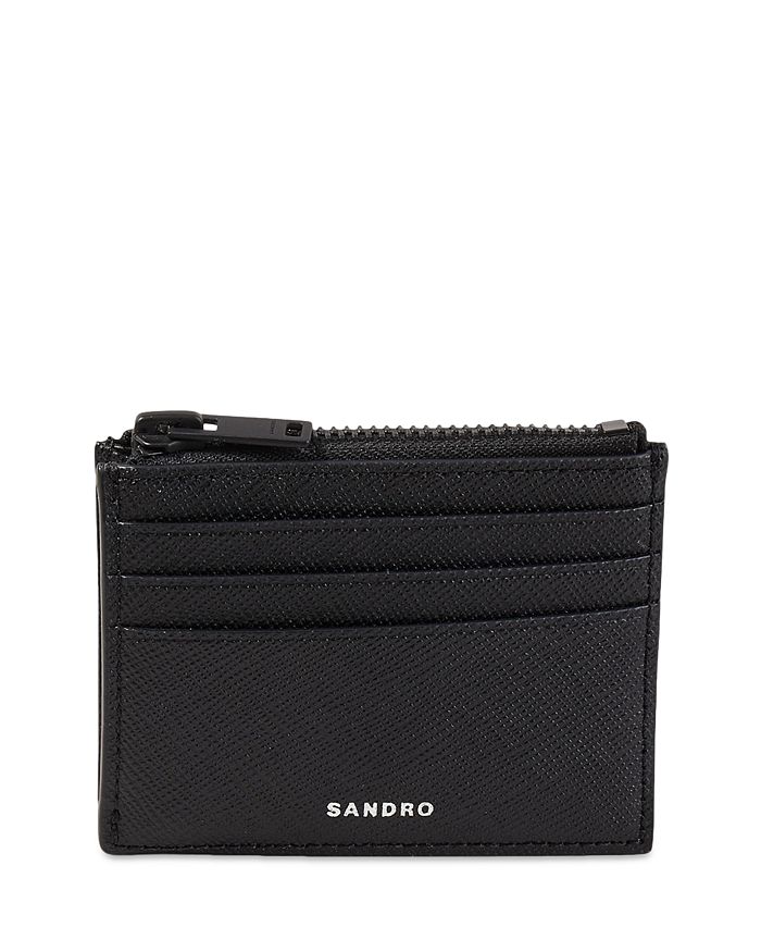 Sandro Saffiano Leather Zip Card Case | Bloomingdale's