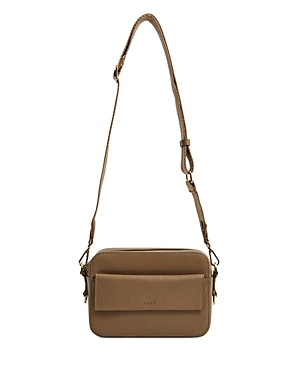 Shop Reiss Cleo Leather Camera Crossbody In Taupe