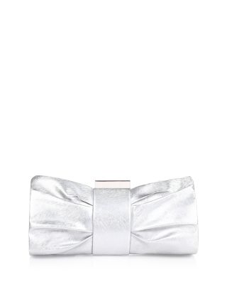 Sondra Roberts Metallic Pleated Bow Clutch Bloomingdale's