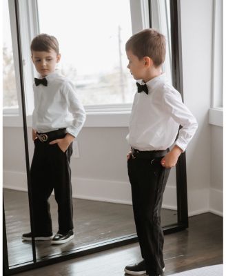  Unisex Petite Maison White Button Shirt and Black Tuxedo Pants Set
