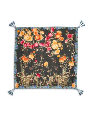 JOHNNY WAS Window Silk Tassel Scarf Floral 44” Square Boho display picture 3