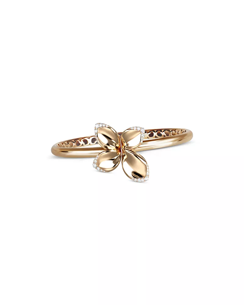 Pasquale Bruni 18K Rose Gold Giardini Segreti Diamond Small Flower Bangle Bracelet