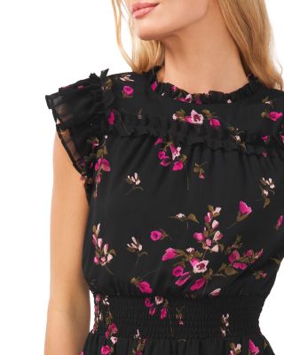 floral midi dress square neck Green Ruffle Floral Square Neck Midi Dress