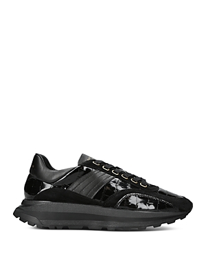 Kurt Geiger Gaspar Crocodile-embossed Leather Low-top Trainers In Black