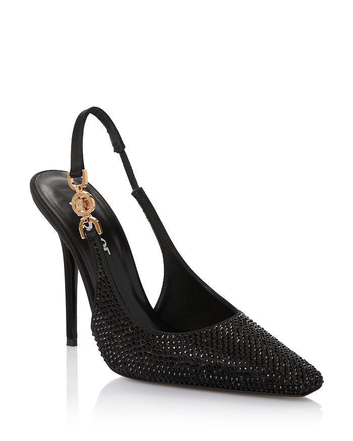 Versace Women's Embellished Pointed Toe Slingback Pumps | Bloomingdale's