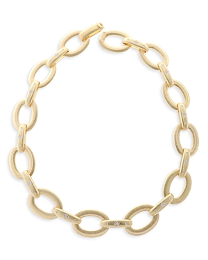 Roberto Coin 18K Yellow Gold Duchessa Diamond Flower Oval Link Collar Necklace, 18
