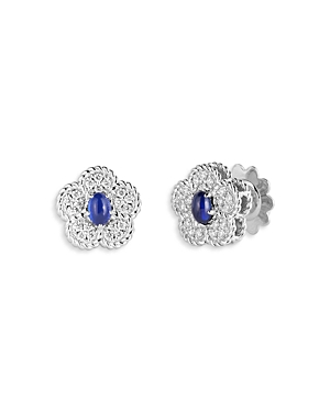 Roberto Coin 18k White Gold Daisy Blue Sapphire & Diamond Flower Stud Earrings - 100% Exclusive In Blue/white