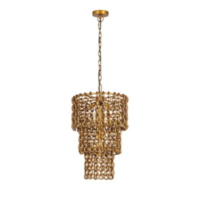 Nirsa Brass Chain Link 3-Tier Chandelier